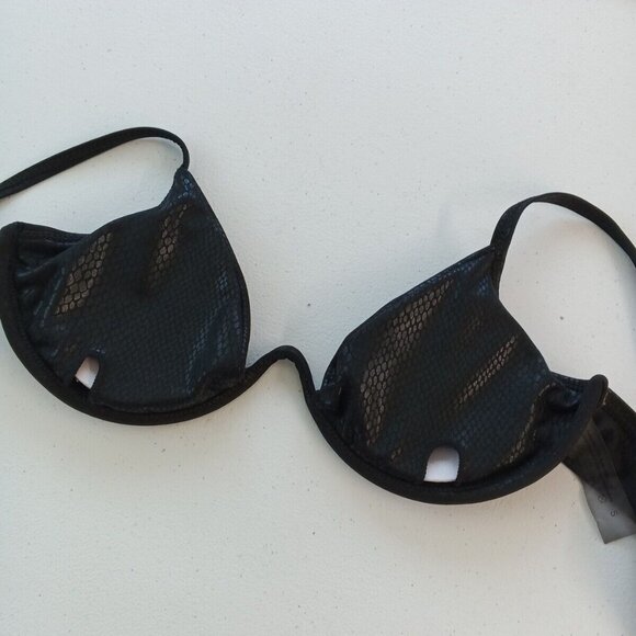 Set of 3 Swimwear Top Wired & Wireless Padded Black Print Solid Strap Adjustable - Picture 6 of 12